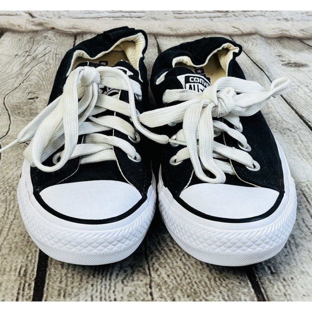 Converse All Star Low Top Black White Women's Size 7 Shoes - Picture 3 of 10